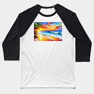 Beach at Sunset Baseball T-Shirt
